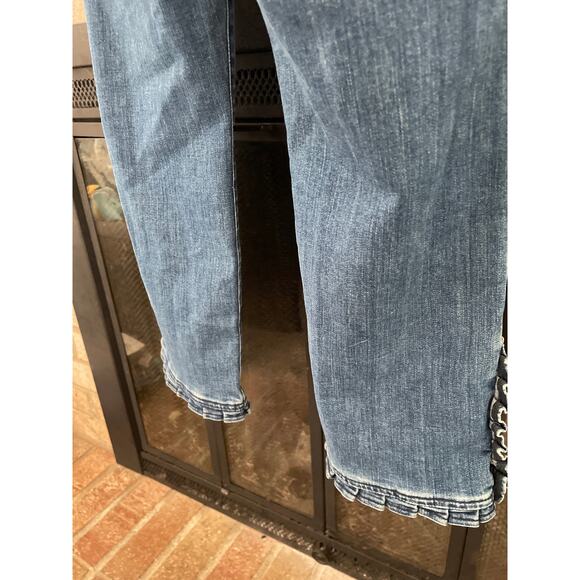 Soft Surroundings Arabella Ruffle Cropped Jeans Size 6 Petite Scallop Split Leg - Picture 9 of 9